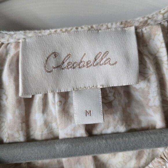 Cleobella Organic Cotton Puff Sleeve Blouse – Women’s Medium – Tan & Cream Flora - Picture 6 of 8
